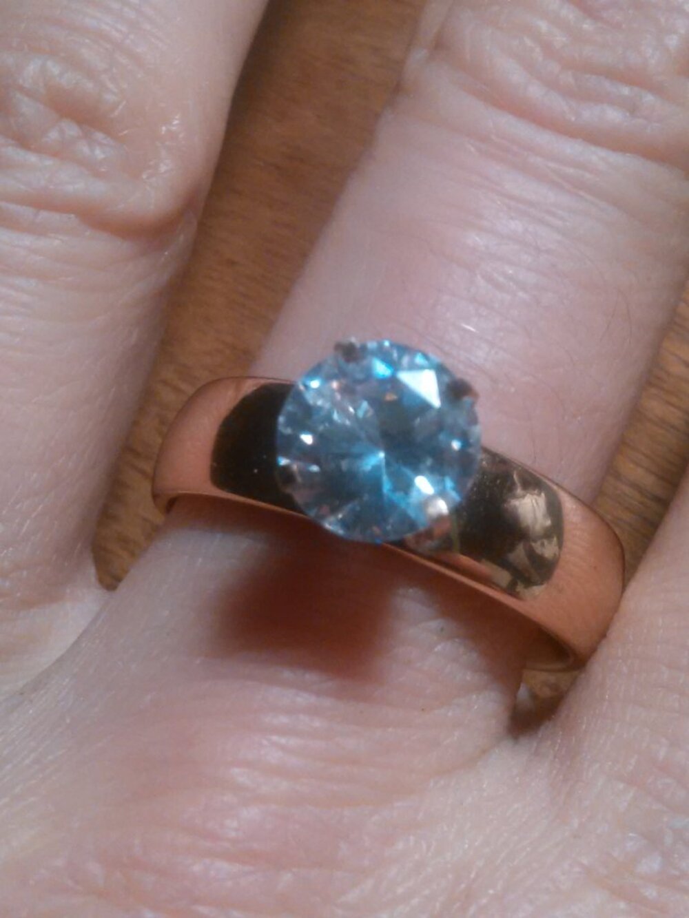 Simulated White Diamond Gold Plated Ring (Size 10)
